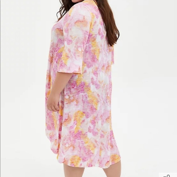 Torrid Multi Watercolor Pink, Orange Hacci Kimono 3/4 Sleve Size 0 (L/120) - Picture 1 of 11